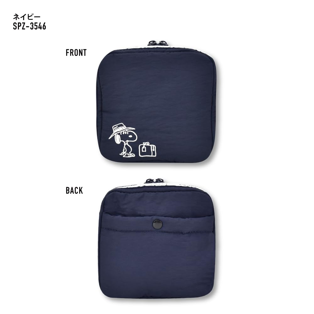 Косметический большой аксессуар косметический милый персонаж темно-синий [Снупи] мешочек, емкость, квадратный, держатель, мешочек, органайзер, женский, для поездок на работу, в школу, для путешествий,