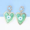 Pinkdudu New Fashion Blue Heart Devil's Eye Drop Earrings Exaggerated Creative Red Green Earring for Women Jewelry PD1244