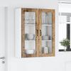 Wall Mounted Glass Cabinet LUCCA Reclaimed Wood Look 80 x 31 x 100 cm Particleboard