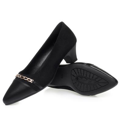 Весенняя женская мода с неглубоким носком, мягкие туфли-лодочки на низком каблуке, однотонные черные офисные туфли из мягкой кожи