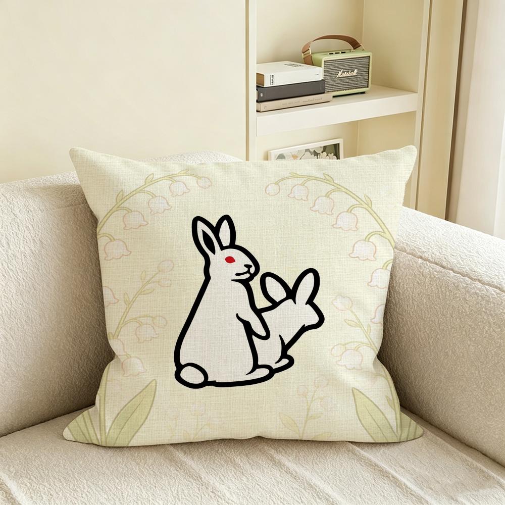 Fxxking Rabbits Fr2 Cushion Cover Natural Linen Pillowcase Set, All-In-One Decor For Sofa, Bedroom & Chair
