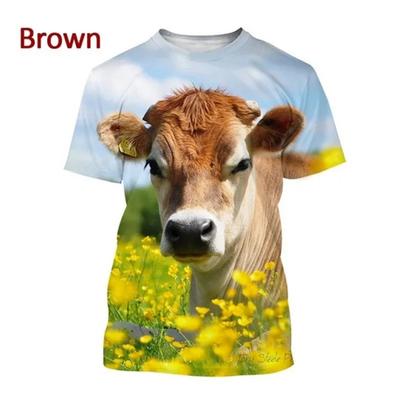 3D-печать корова животные графические футболки мужские смешные ретро футболки с коротким рукавом O-образный вырез полный принт идиллические футболки топы уличная одежда