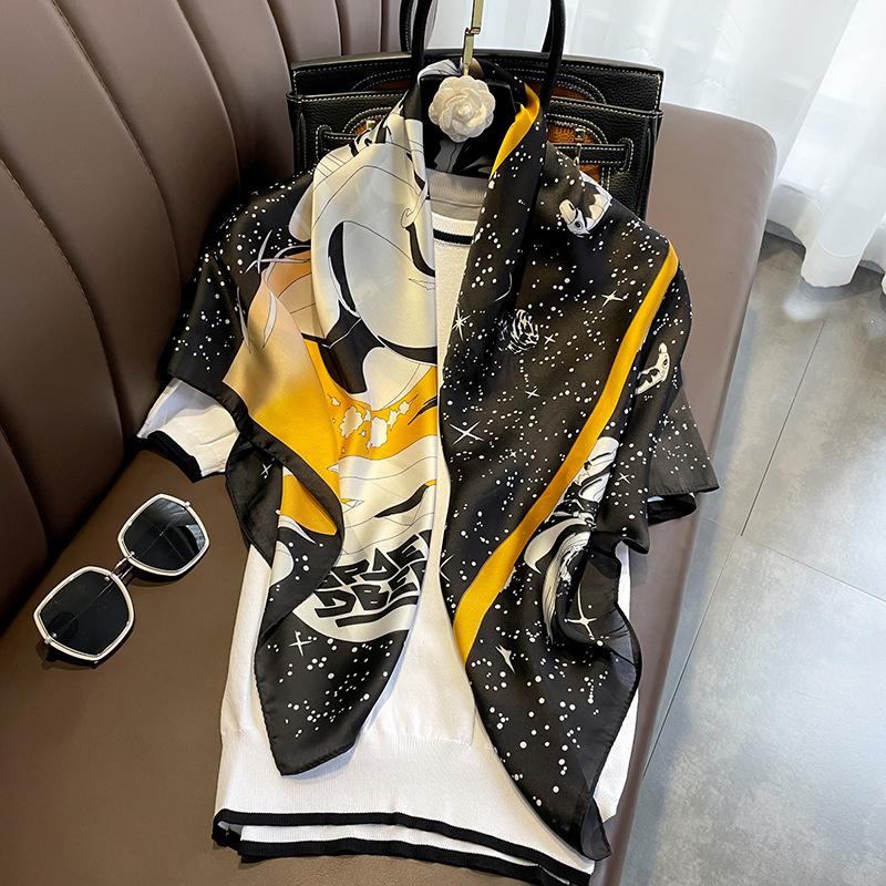 Классический шелковый шарф Женский модный квадратный шелковый шарф