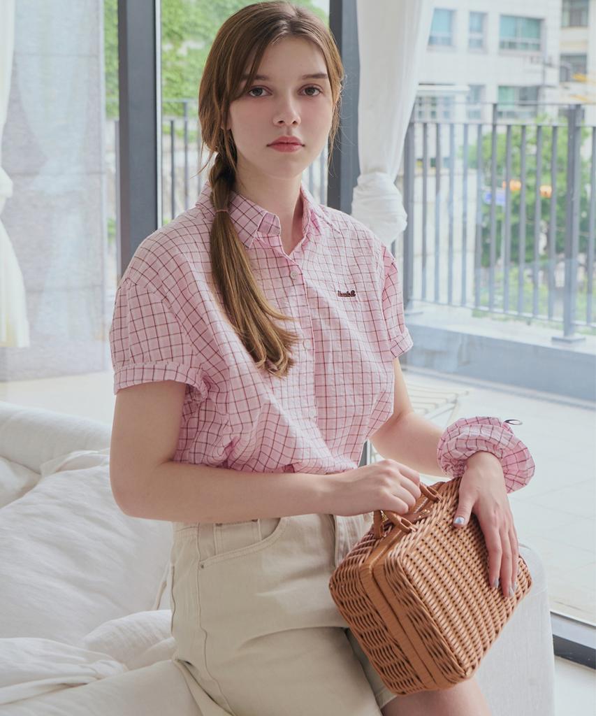 SLOWLOLLI [Scrunch Set] Ours Check Shirt_2 Colors