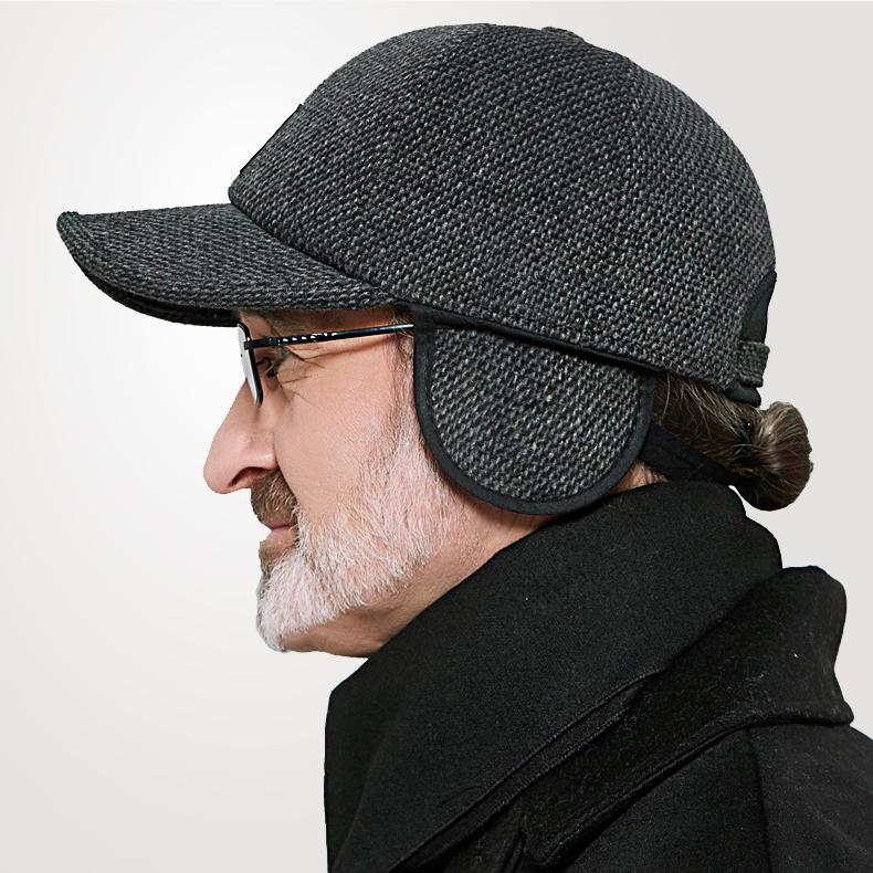 Elderly Hat Autumn And Winter Hat Men'S Woolen Baseball Cap Outdoor Ear Cap Hats Peaked Cap Casual Leisure Warm Hat