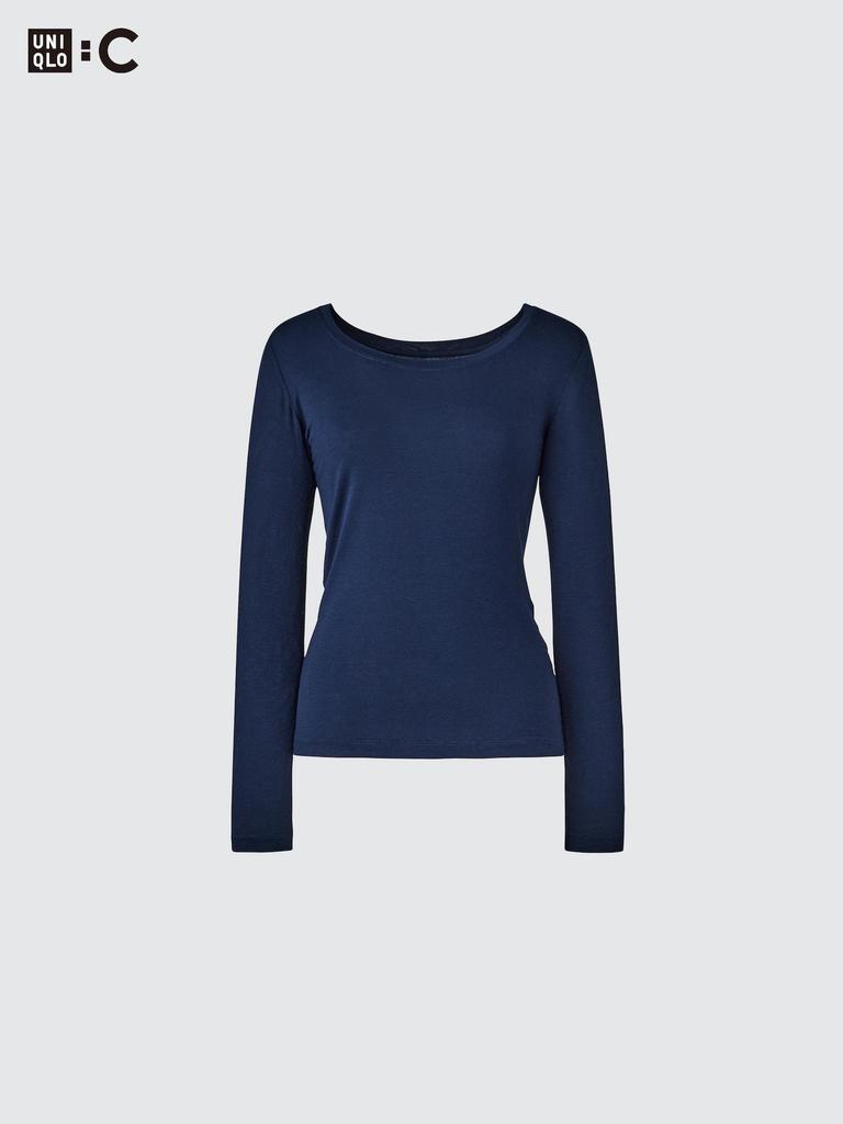 Uniqlo HeaTTech Кашемировая смесь Футболка с круглым вырезом