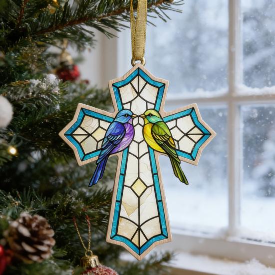 Bird Christmas Ornament Christian Symbol Hanging Decoration Bird And Faith Token Ornament for Xmas Tree Entryway Living Room Holiday Decor