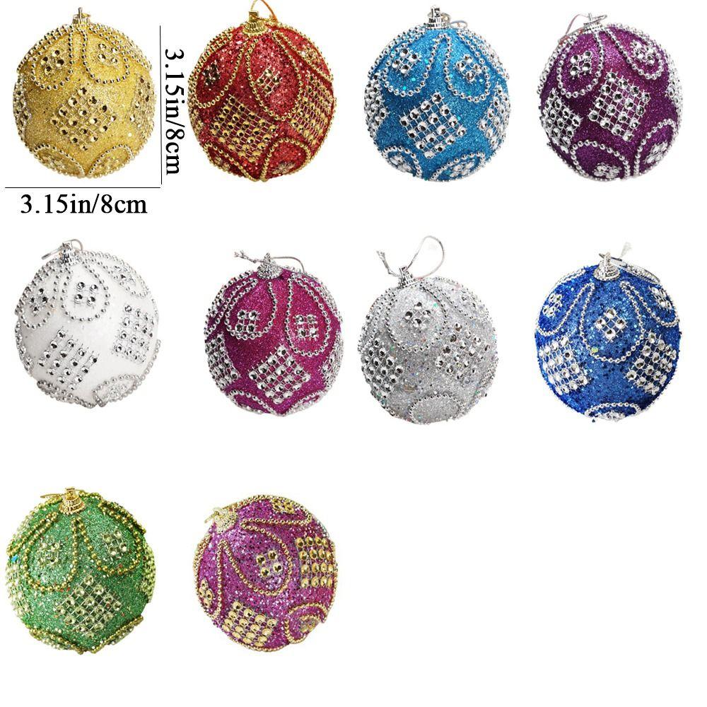 Creative 8CM Christmas Rhinestone Glitter Balls Foam Shiny Christmas Tree Ornament Decorative Hanging Christmas Ball Party