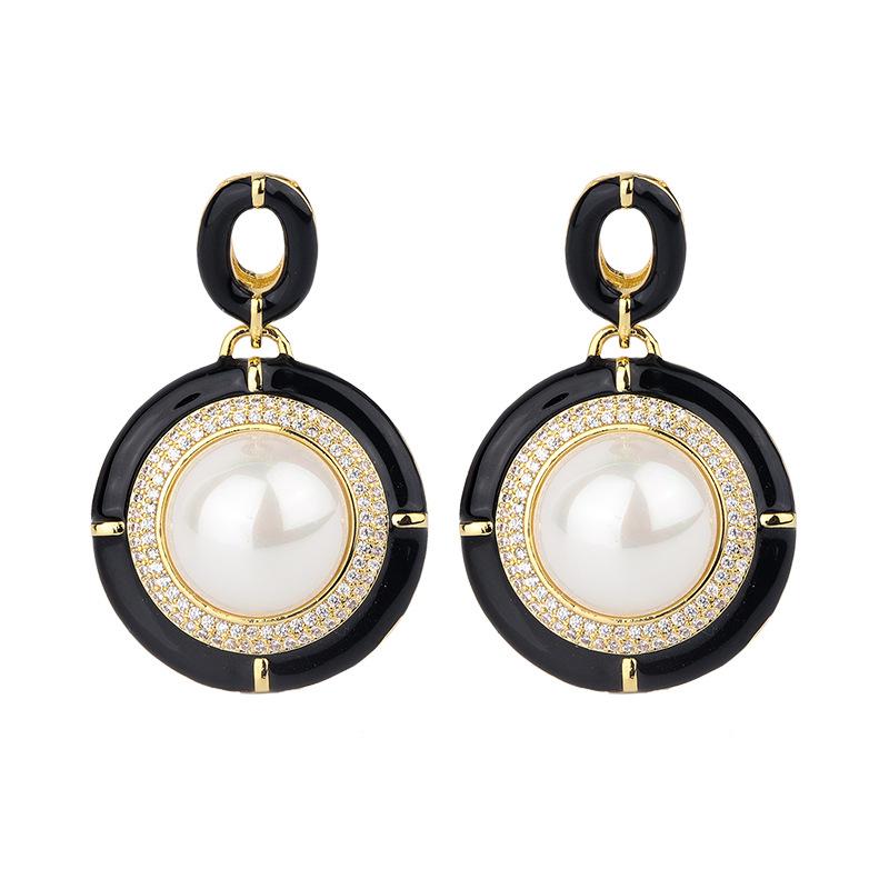 Jewelry Inlaid White Bead Inlaid Diamond Round Temperament Set 14Mm