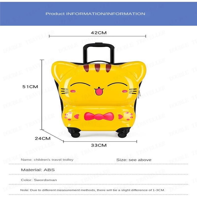 Новый детский чемодан с 3D котом на колесах, детский чемодан на колесиках, дорожный чемодан с героями мультфильмов, сумка на колесиках