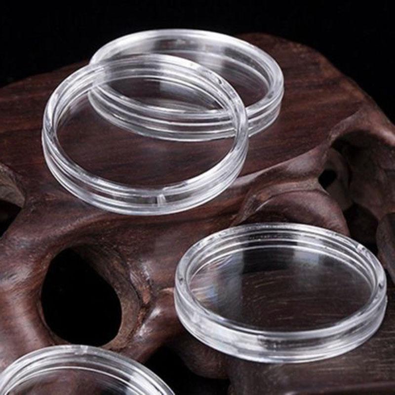 100X 21мм Коробка для хранения монет Прозрачные круглые витрины Пластиковый контейнер для коллекционирования Защита Домашние принадлежности