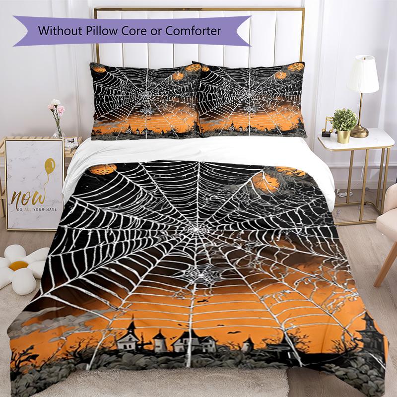 Halloween Bedding Set Breathable Duvet Cover with Pillowcases Decorative Bed Linen for Bedroom Home Decoration Birthday Gift