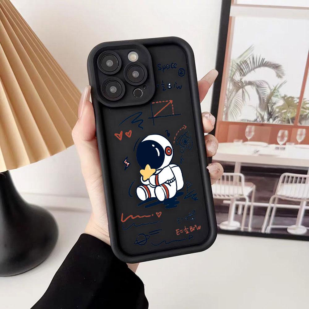 Мультяшный Чехол Астронавт Космос Для Телефона iPhone Apple 17 AIR 16 16E 11 12 13 14 15 XR Plus Pro Max Чехол Своими Руками TPU Ударопрочный Чехол