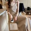 V Neck Sleeveless Elegant Knitted Slip Dress for Women Fashion Sexy Bodycon Casual Long Dresses Solid Color Autumn Spring Bottoming Clothes