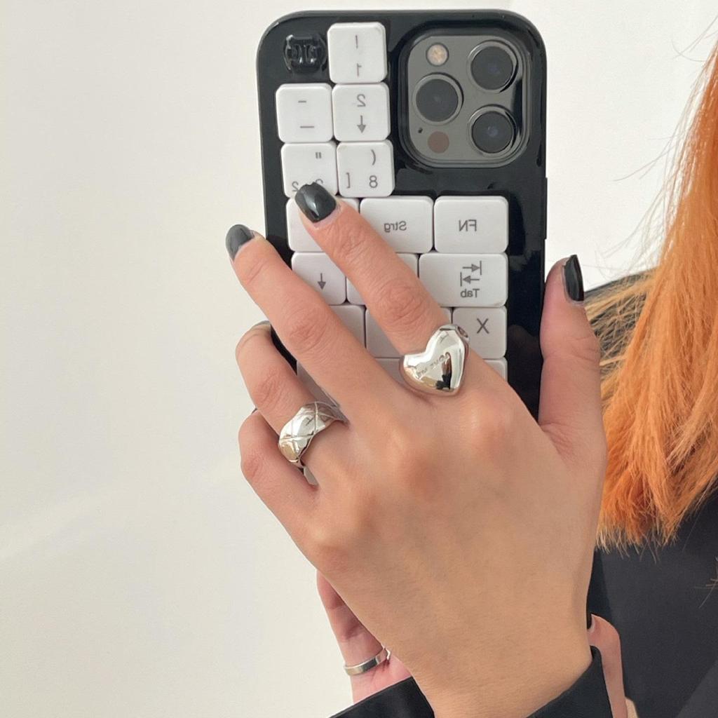 Корейское 3D кольцо в форме сердца: Женское ретро широкое кольцо, модное кольцо на палец с английской буквой, кольцо на указательный палец в стиле хип-хоп.