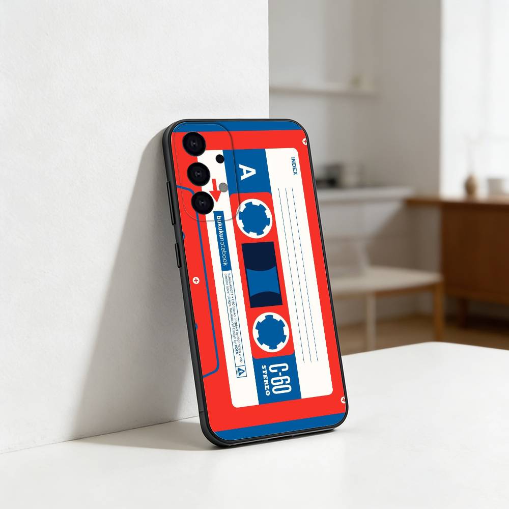 R-Retro Cassette Tape Phone Case For Samsung S25,S24,S21,S22,S23,S30,Ultra,S20,Plus,Fe,Lite Black Shell