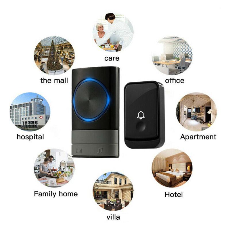 Беспроводной дверной звонок, водонепроницаемая настенная вилка, громкий звуковой сигнал, светодиодная вспышка