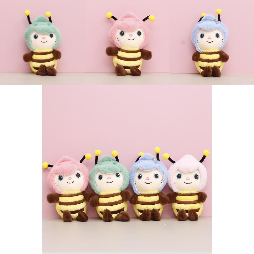 Sweet Soft Plush Bee Doll In Blue Green Pink Colors Ideal Gift For Young Girls