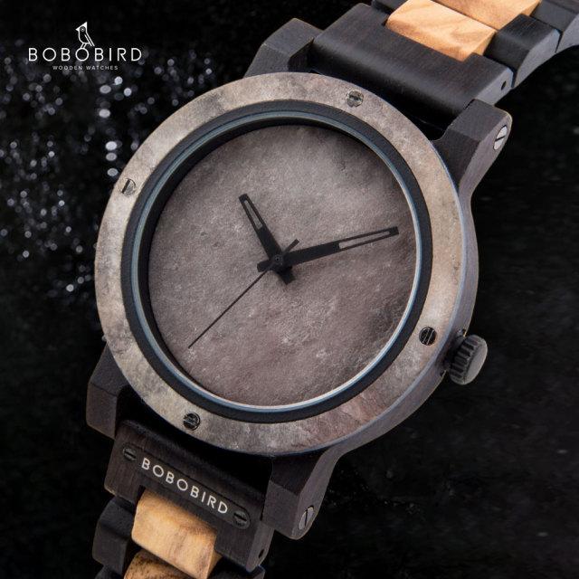 Высококачественные рок-часы, натуральные каменные часы, мужские, деревянный ремешок, японский кварцевый механизм, наручные часы ручной работы для мужчин