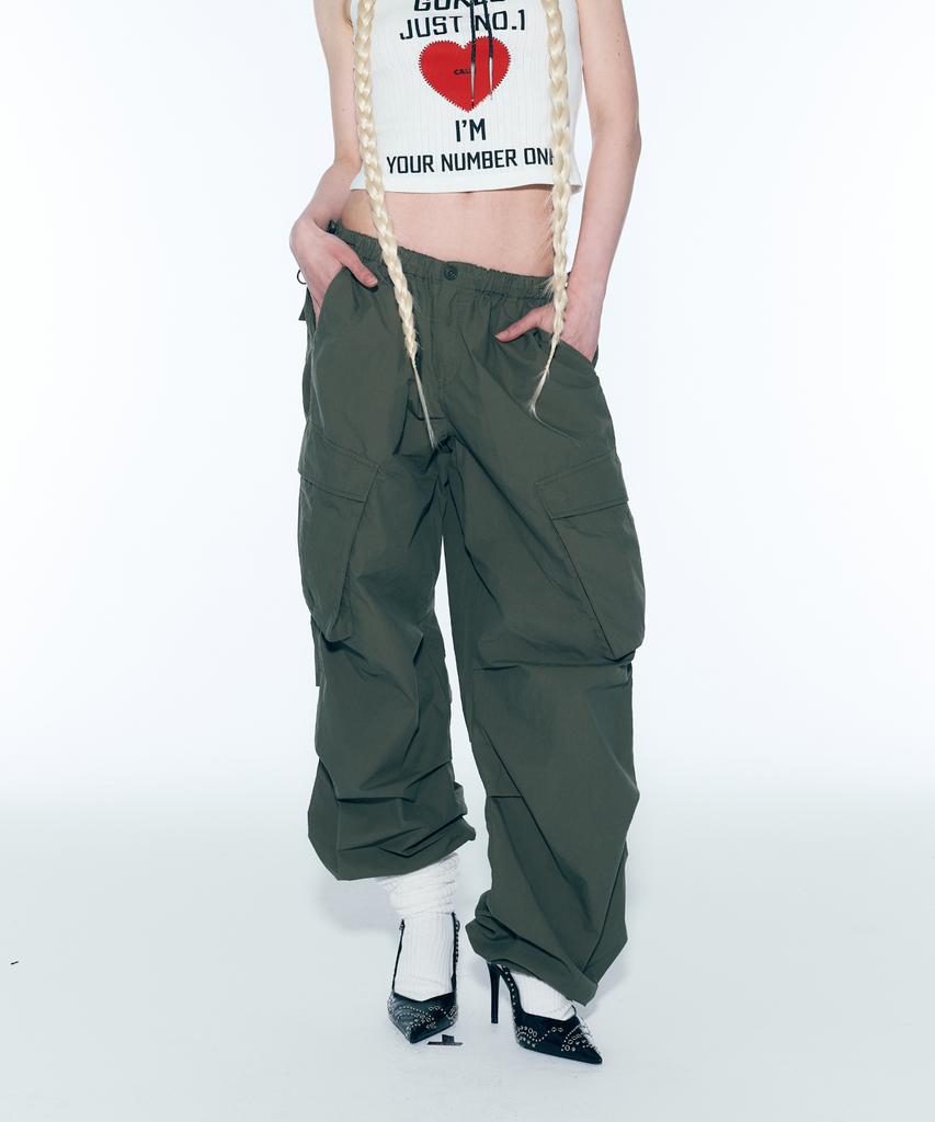 ASIF CALIE Parachute Cargo Pants Deep Khaki
