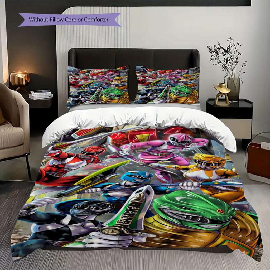 Power Rangers Ultimate Battle Bedding 1 Duvet Cover 2 Pillowcase Without Core Soft And Comfortable Bedding Set Christmas Birthday Gift