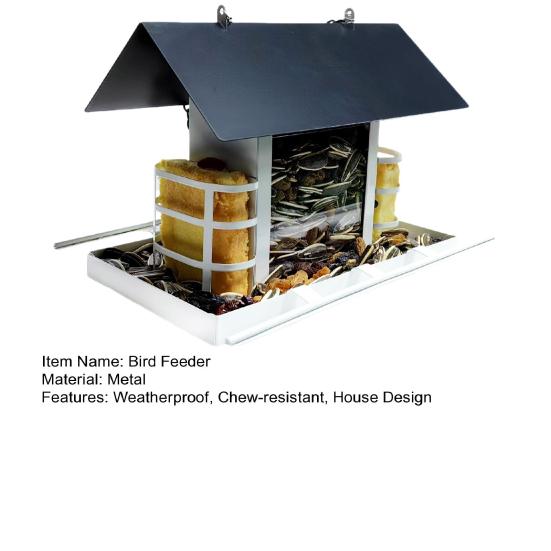 Металлическая кормушка для птиц, устойчивая к жеванию, подвесная кормушка для птиц на открытом воздухе, легко наполняемая кормушка для диких птиц с насестом для крыльца сада и двора