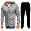2024 Мужской комплект зимних видов спорта для отдыха и фитнеса с несколькими застежками-молниями, толстовка с капюшоном и брюки