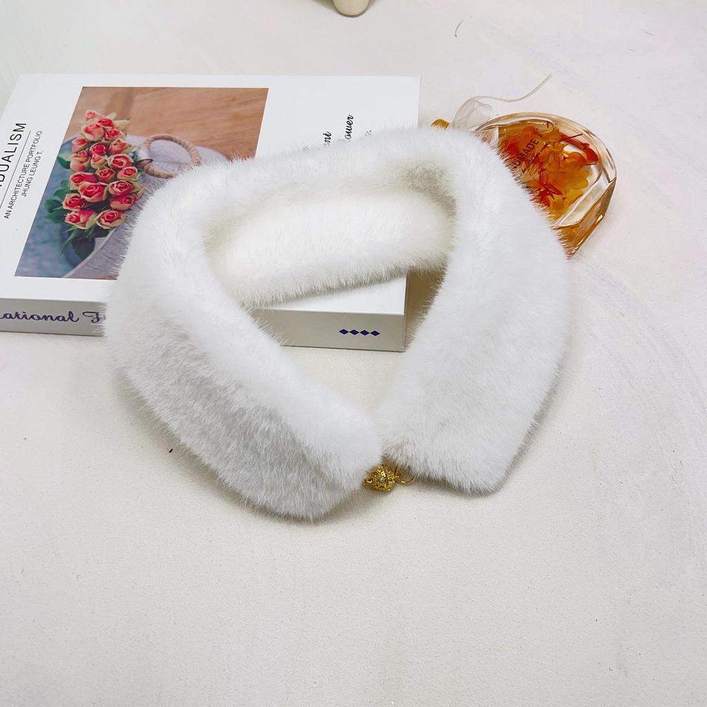 Double-Sided Faux Mink Fur Snood: Warm Plush Magnetic Buckle Scarf & Neck Protector for Women