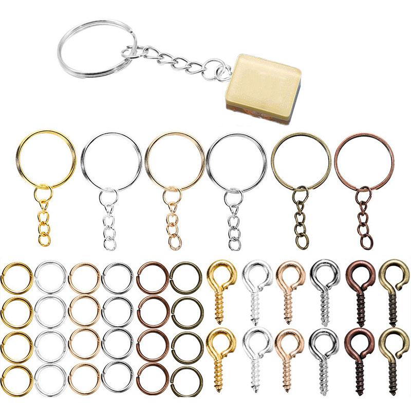 110/220Pcs Keychain Kits Key Chain Jump Rings DIY Accessories Eye Pins Epoxy Resin Key Ring Jewelry Making