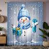 Комплект из 2 предметов, HD, рождественский подарок, снеговик, украшение, занавеска, синяя галстук, цифровая печать, занавеска, украшение для дома, стиль, украшение для гостиной