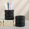 Tire Shaped Pen Holder Fun Desktop Stationery Organizer Space Saving Desk Storage for Home Office School Desk Decoration