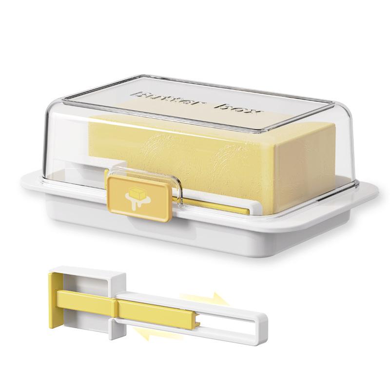 1 шт. Оригинальная пластиковая масленка с резаком и ложкой - Контейнер для подачи сыра, пригодный для пищевых продуктов, безопасный для заморозки, с точной разметкой