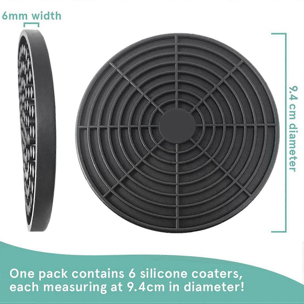Black Round Silicone Rubber Drink Coasters (Set of 60) Non-Slip Perfect for Homes & Bars