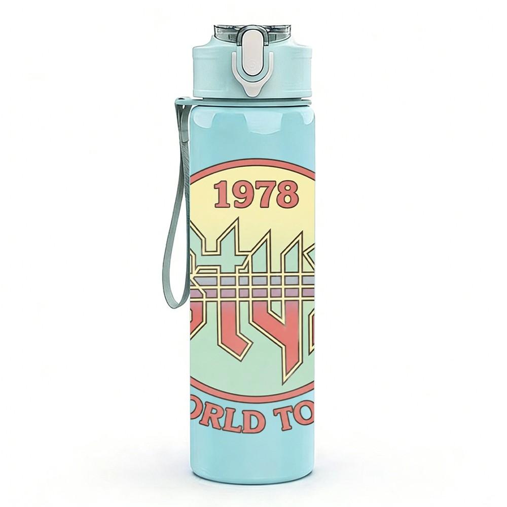 1PC Retro Circle Sticker 750ml sports water bottle leakproof straw lid outdoor office home