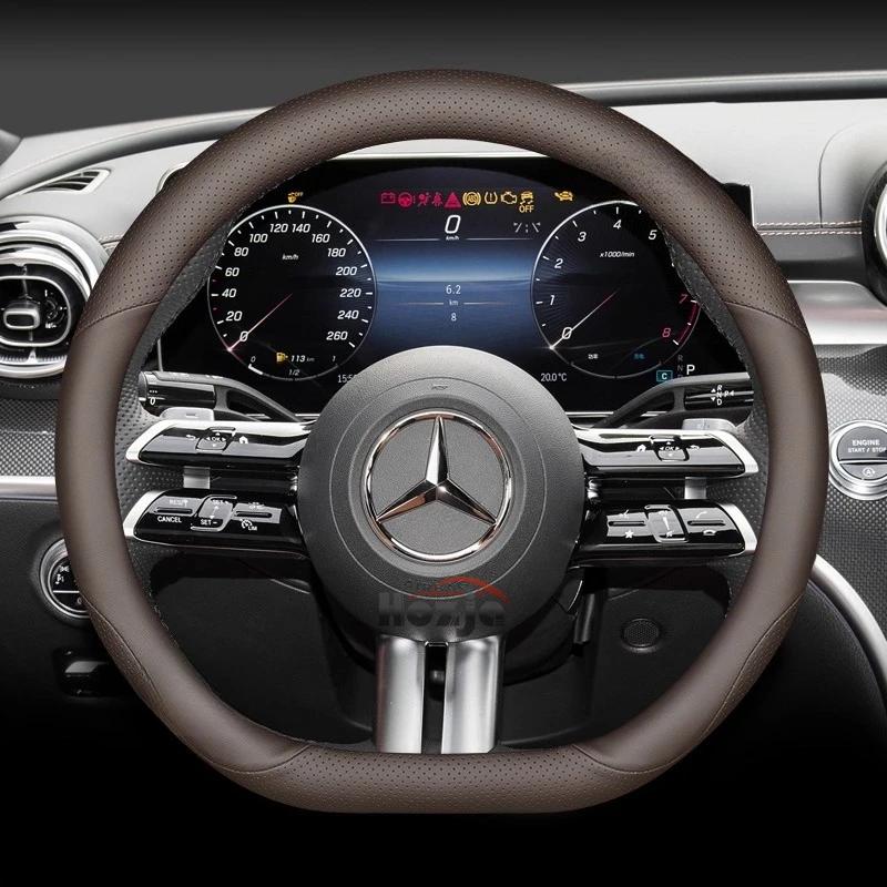 Leather Car Steering Wheel Cover for Mercedes-Benz S GLE GLE GLC E GLA 250e 300e 500e 600e 350e 450e 400e eSprinter Accessory BH1