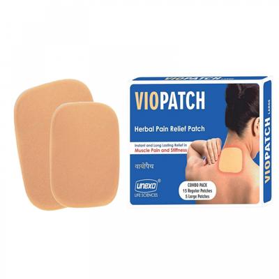 Пластыри для снятия боли и скованности в мышцах (20 шт), Herbal Pain Relief Patch (Combo 15 Regular, 5 Large pcs), Viopatch