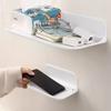 Folding Wall Mounted Shelf Saving Space Foldable Storage Rack Bathroom Wall Phone Holder Wifi Router Storage Tray Organizer