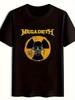 Новая футболка с принтом «Череп и кости» 2025 года - Черная футболка с принтом Megadeth