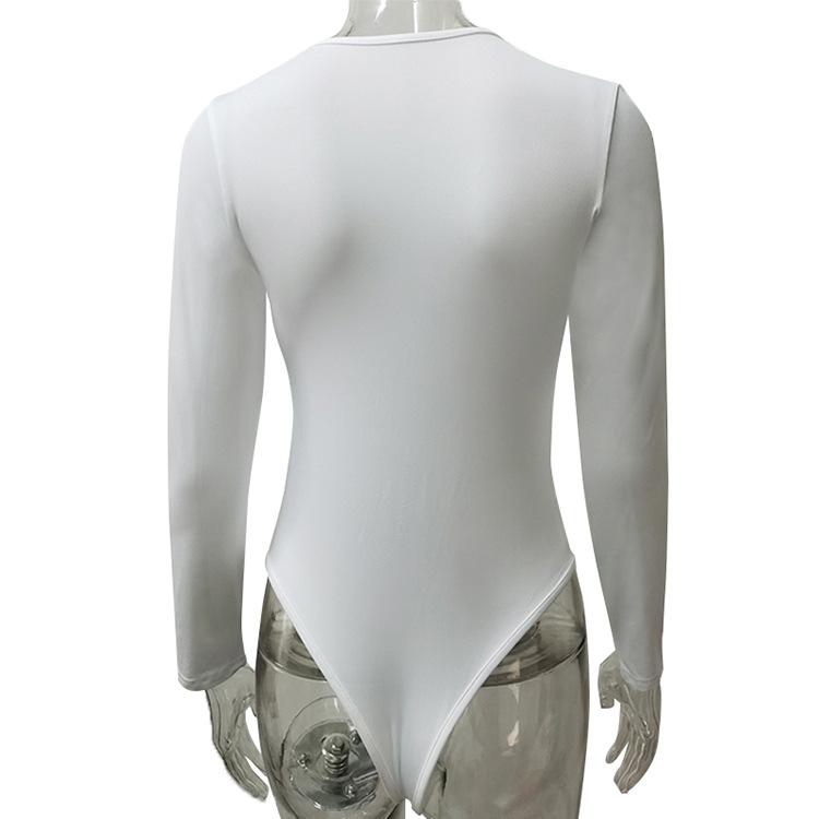 GMXIA Осенне-зимний повседневный женский боди с длинным рукавом и круглым вырезом