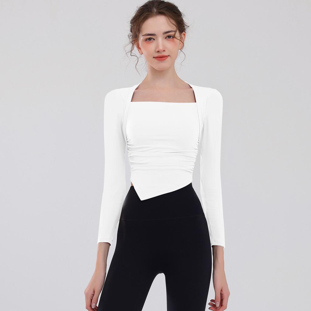 New Quick-dry Long-sleeved Top With High Elasticity, Nude-like Feel, Back Hollow-out, Slim-fitting, Sports Fitness Wear For Women