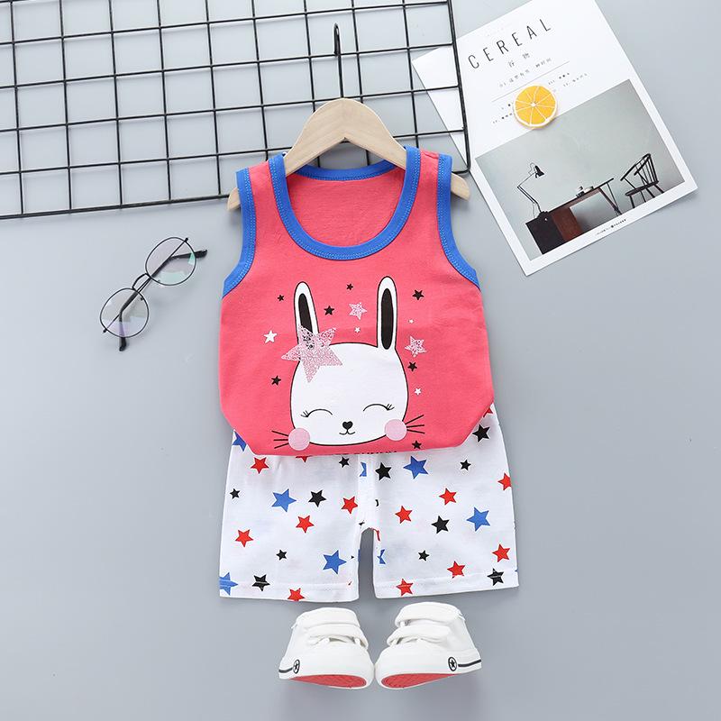 Children's Vest Set Pure Cotton Summer Boys' Sleeveless Shorts Girls' Suspenders Children's Two-piece Set