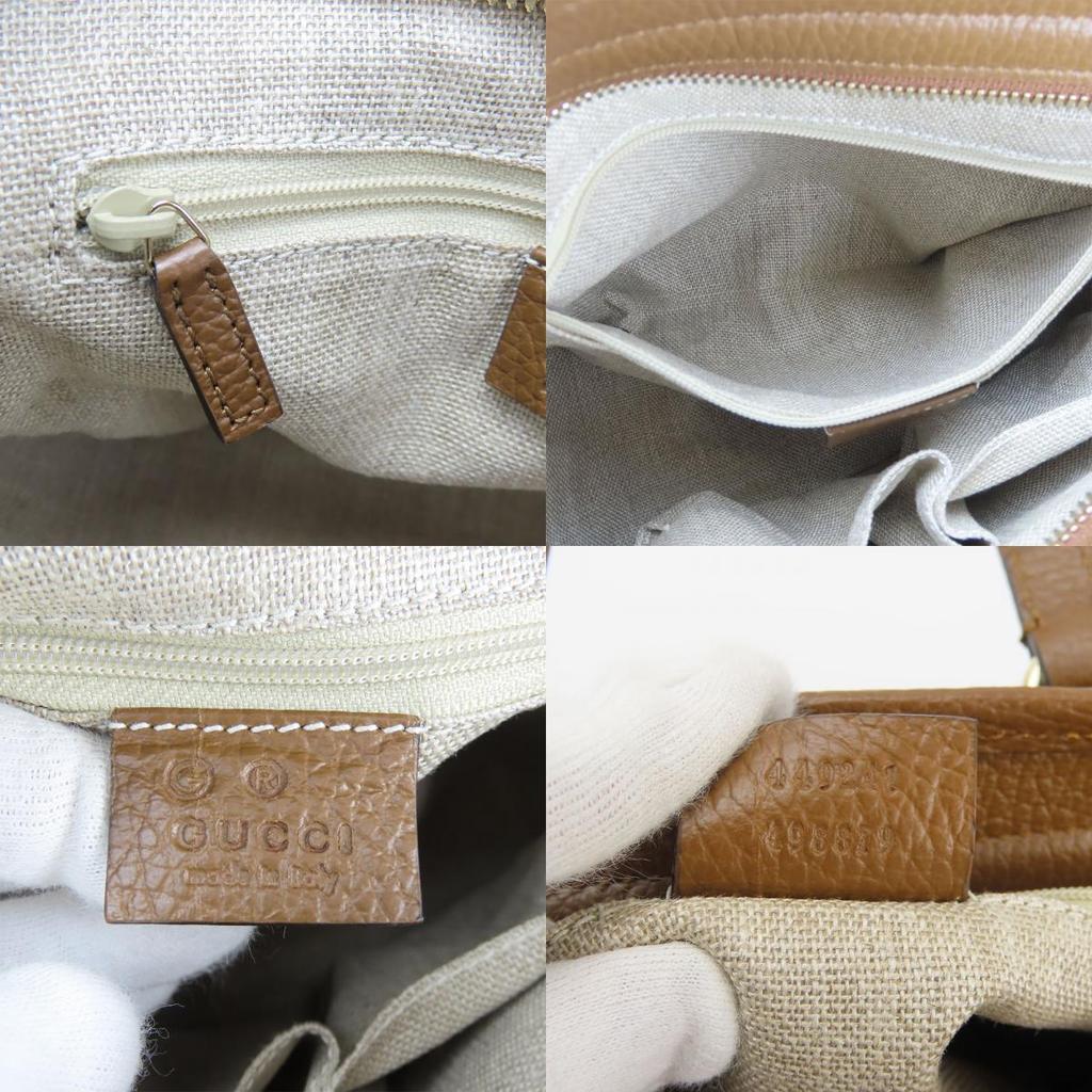 Used GUCCI Handbag 449241 leather/GG Canvas Brown Beige 2WAY