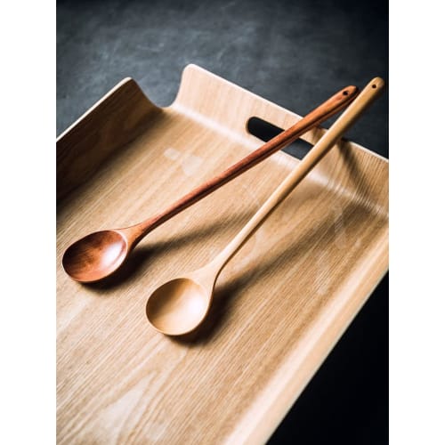 SITEDAN Long Spoons (2-Piece Set), Wooden Spoons with Long Handles, 33cm Long, Heat-Resistant, for Stirring, Simmering, and Hot Pots