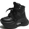 Fashion 8cm Thick Sole Heightening Dad Shoes for Women 2024 Autumn and Winter New Style Plus Velvet Warm High-top Casual Sports Shoes