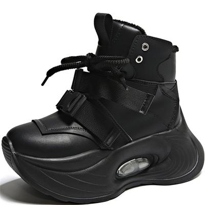 Модные женские туфли для папы с толстой подошвой 8 см, осень-зима 2024 года, новый стиль, теплая бархатная повседневная спортивная обувь с высоким берцем