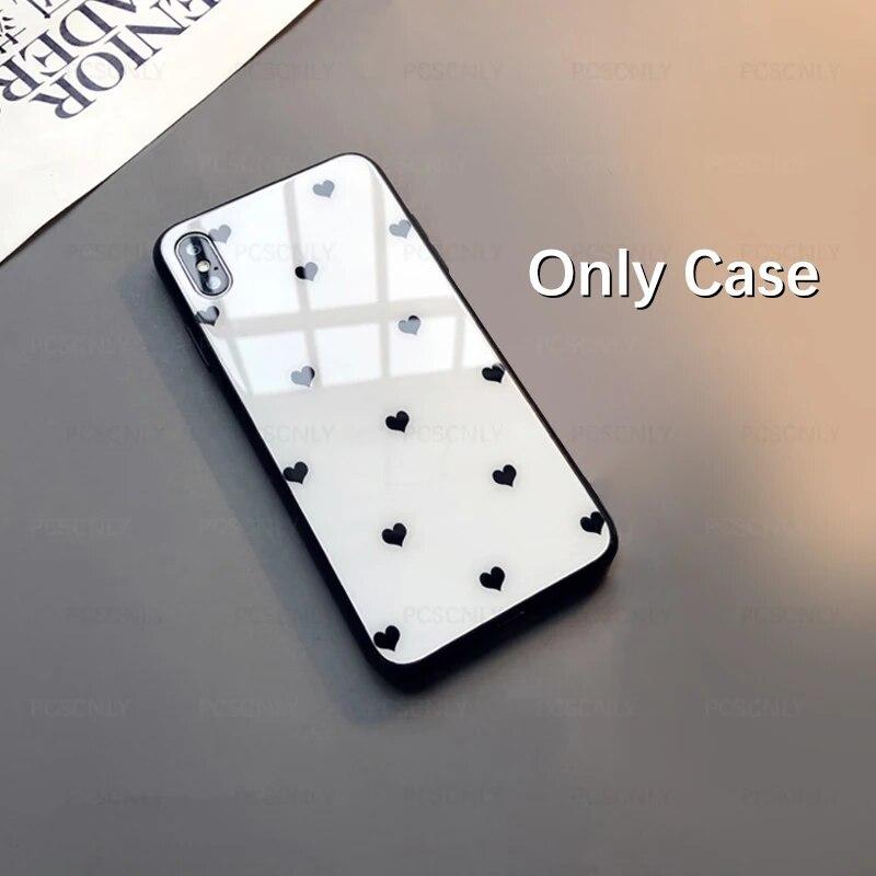 Glass Case For Samsung Galaxy A10 A20 A30 A40 A50 A60 A70 A80 Fashion Love Heart Phone Hard Cover
