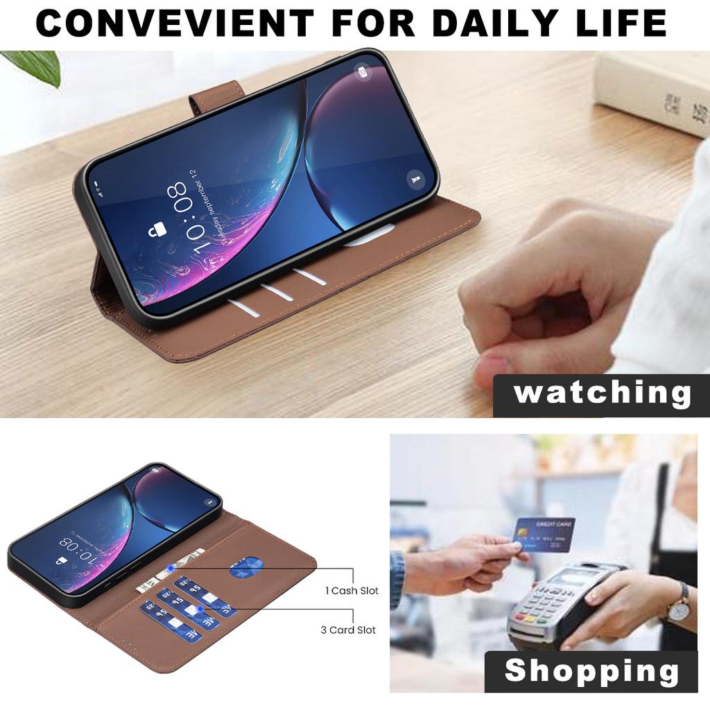 BINFEN COLOR BF35 For iPhone 16e Case RFID Blocking Wallet Stand Geometry Imprinted Leather Phone Cover