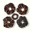 5pcs/lot Brown Coffee Scrunchies for Hair Elastic Scrunchy Shinny Women Small Large Mixar Leopd Velvet Fabric Fashion