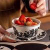 Retro Black Flowers Ceramic Plate High End Restaurant Steak Plate Home Delicious Dishes Salad Dining Plates Exquisite Tableware
