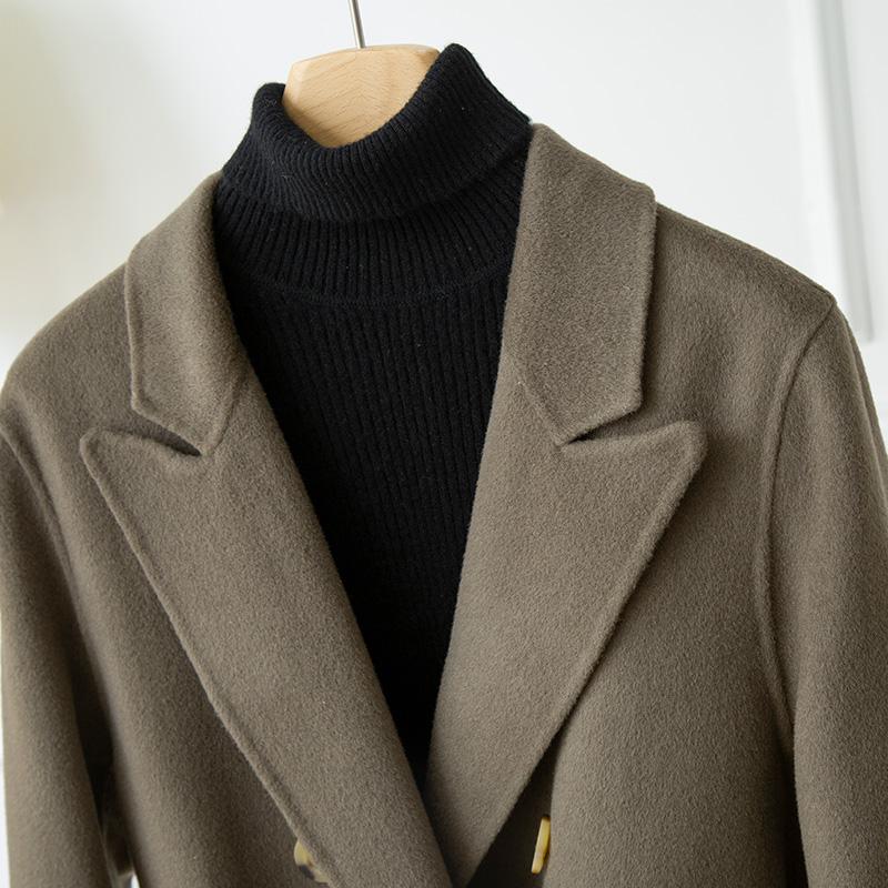 Женское пальто из 100% шерсти TIDENOVEL Осеннее шерстяное длинное пальто Ручной работы Пальто-бушлат Зимняя теплая шерстяная длинная куртка Пальто